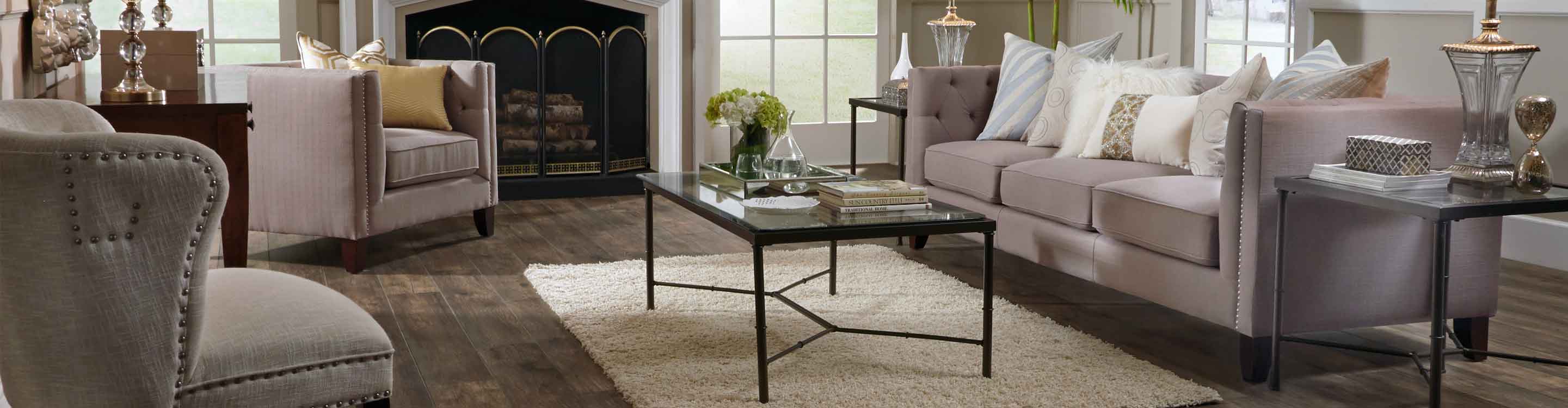 brown laminate floors in a living room
